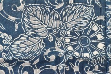 明治〜大正　藍型染め木綿古布(布団皮、藍染)(R-052921)