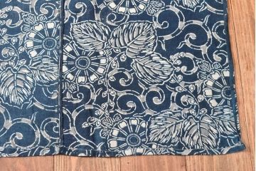 明治〜大正　藍型染め木綿古布(布団皮、藍染)(R-052921)