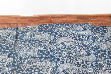 明治〜大正　藍型染め木綿古布(布団皮、藍染)(R-052922)