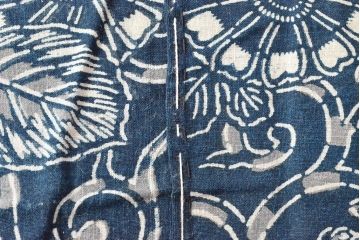明治〜大正　藍型染め木綿古布(布団皮、藍染)(R-052922)
