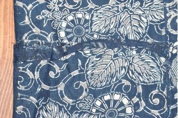 明治〜大正　藍型染め木綿古布(布団皮、藍染)(R-052922)