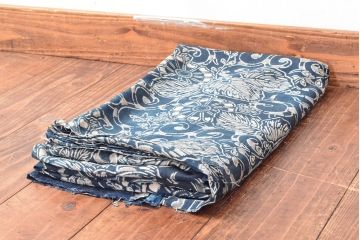 明治〜大正　藍型染め木綿古布(布団皮、藍染)(R-052922)