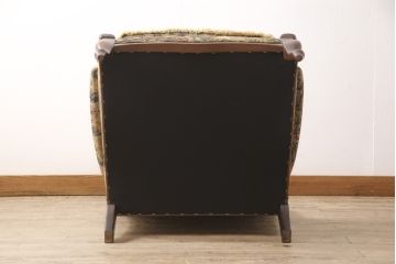 中古　美品　maruni(マルニ木工)　落ち着いた色合いのボタニカル柄が上品な1人掛けソファ(一人掛けソファ、アームチェア)(R-052927)