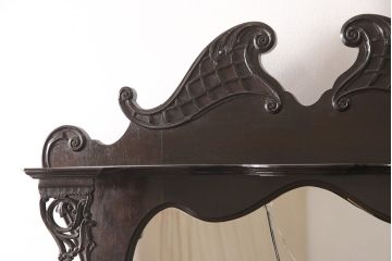イギリスアンティーク　マホガニー材　凝ったつくりが目を引くパーラーキャビネット(飾り棚、ミラー)(R-052935)