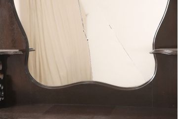 イギリスアンティーク　マホガニー材　凝ったつくりが目を引くパーラーキャビネット(飾り棚、ミラー)(R-052935)
