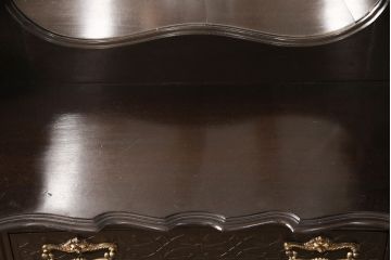 イギリスアンティーク　マホガニー材　凝ったつくりが目を引くパーラーキャビネット(飾り棚、ミラー)(R-052935)