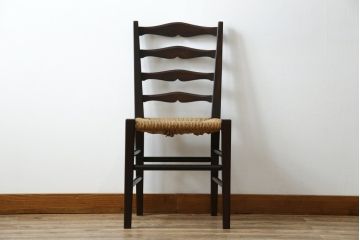 中古　松本民芸家具　#517型　背板のデザインがおしゃれなラッシチェア(ダイニングチェア、椅子)(定価約11万円)(R-052940)