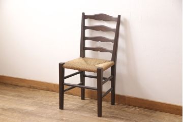 中古　松本民芸家具　#517型　背板のデザインがおしゃれなラッシチェア(ダイニングチェア、椅子)(定価約11万円)(R-052940)