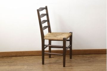 中古　松本民芸家具　#63型　ラダーバックのラッシチェア(ダイニングチェア、椅子)(定価約11万円)(R-052941)