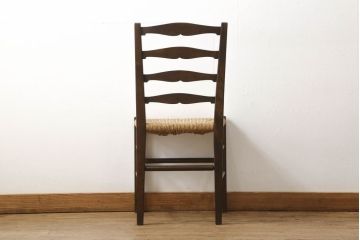 中古　松本民芸家具　#63型　ラダーバックのラッシチェア(ダイニングチェア、椅子)(定価約11万円)(R-052941)