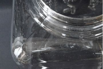 昭和レトロ　乳菓カルケット　ガラス瓶(エンボス、アルミ蓋、ガラスビン、小物収納、ディスプレイ)(R-052944)