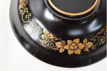 大正〜昭和初期　黒漆金蒔絵　木製椀10客(お椀、漆器)(R-052945)