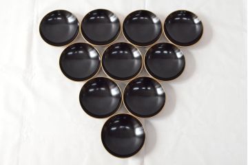 大正〜昭和初期　黒漆金蒔絵　木製椀10客(お椀、漆器)(R-052945)
