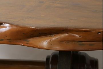和製ビンテージ　珍品!　古い大八車の車輪を大胆に使ったリメイクテーブル(コンソールテーブル、作業台、ヴィンテージ)(R-052947)