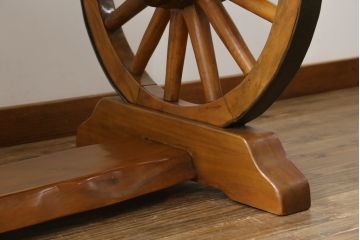 和製ビンテージ　珍品!　古い大八車の車輪を大胆に使ったリメイクテーブル(コンソールテーブル、作業台、ヴィンテージ)(R-052947)