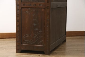 中古　美品　軽井沢彫り　細やかな彫り込みが美しいチェスト(和たんす、引き出し、整理箪笥)(R-052949)