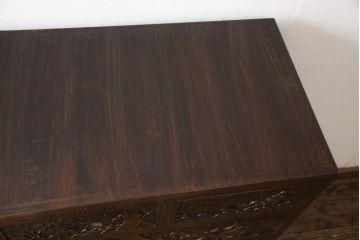 中古　美品　軽井沢彫り　細やかな彫り込みが美しいチェスト(和たんす、引き出し、整理箪笥)(R-052949)