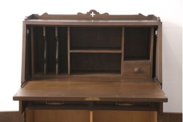 中古　永田良介商店　クラシカルな雰囲気を醸しだすライティングビューロー(簿記机、在宅ワーク、在宅用ワークデスク)(定価約54万円)(R-052953)