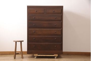 中古　松本民芸家具　D型整理タンスI　和洋どちらにも馴染む上品な佇まいのチェスト(洋服タンス、引き出し)(定価約38万円)(R-052959)