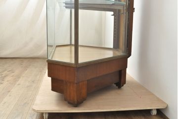 フランスアンティーク　六角形のフォルムが珍しい!フレームに真鍮が使われているガラスケース(ショーケース、陳列棚、店舗什器)(R-052965)