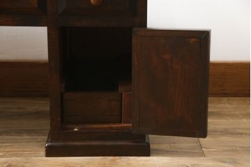 和製ビンテージ　民芸家具　和モダンな空間におすすめ!落ち着きのある佇まいが魅力の両袖机(文机、在宅ワーク、在宅用ワークデスク、ヴィンテージ)(R-052974)
