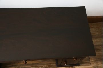 和製ビンテージ　民芸家具　和モダンな空間におすすめ!落ち着きのある佇まいが魅力の両袖机(文机、在宅ワーク、在宅用ワークデスク、ヴィンテージ)(R-052974)