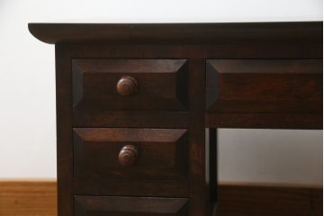 和製ビンテージ　民芸家具　和モダンな空間におすすめ!落ち着きのある佇まいが魅力の両袖机(文机、在宅ワーク、在宅用ワークデスク、ヴィンテージ)(R-052974)
