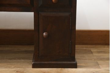 和製ビンテージ　民芸家具　和モダンな空間におすすめ!落ち着きのある佇まいが魅力の両袖机(文机、在宅ワーク、在宅用ワークデスク、ヴィンテージ)(R-052974)