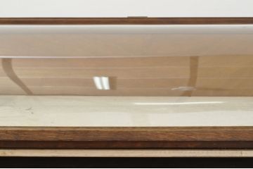 フランスアンティーク　木枠がナチュラルやカントリーテイストにぴったりな、Rガラス卓上ショーケース(ガラスケース、店舗什器、曲げガラス)(R-052976)