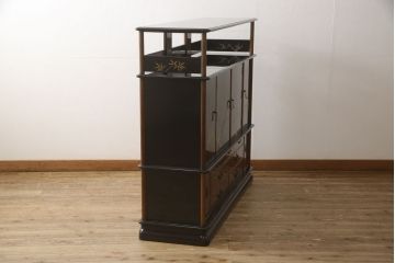 中古　美品　輪島塗り　最高級　総漆塗り　立体的な高蒔絵が美しい収納棚(定価約450万円)(戸棚、飾り棚、引き出し)(R-052990)