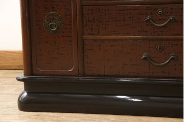 中古　美品　輪島塗り　最高級　総漆塗り　立体的な高蒔絵が美しい収納棚(定価約450万円)(戸棚、飾り棚、引き出し)(R-052990)