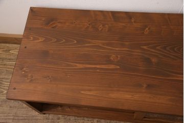 ラフジュ工房オリジナル　古建具リメイク　組子風デザインの扉が空間のアクセントにもなるテレビボード(テレビ台、ローボード、収納棚、戸棚)(R-052992)