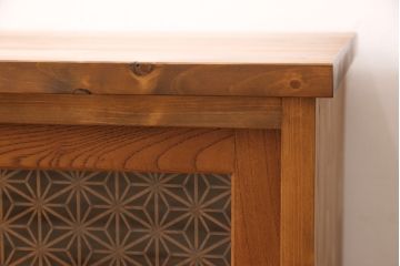 ラフジュ工房オリジナル　古建具リメイク 組子風デザインの扉が空間のアクセントにもなるテレビボード(テレビ台、ローボード、収納棚、戸棚)(R-052993)