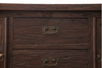 中古　海外輸入家具　展示品　美品　木の風合いが味わい深い総無垢材製のカウンターテーブル(サイドキャビネット、サイドボード、収納棚、リビングボード)(R-052995)
