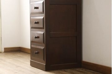 中古　美品　松本民芸家具　シンプルな作りで合わせやすいD型小物整理箪笥(定価約23万円)(縦型チェスト、引き出し、収納タンス)(R-052997)