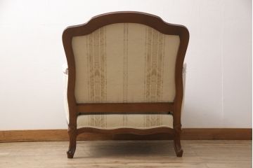 中古　美品　DREXEL HERITAGE(ドレクセルヘリテイジ)　クラシカルな佇まいが目を引く1人掛けソファ+オットマンセット(定価約80万円)(アームチェア、一人掛けソファ)(R-052999)