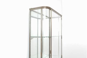 フランスアンティーク　激レア!!　Rガラス　長い時を経た味わい深いメタルフレームが格好良いガラスケース(ショーケース、陳列棚、飾り棚、曲げガラス)(R-053008)