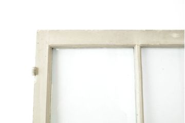フランスアンティーク　人気のオーバル型ドアノブが付いた、ホワイトとミントグリーンの優しい色合いが可愛らしいガラス扉2枚セット(親子ドア、建具)(R-053017)