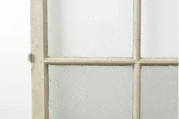 フランスアンティーク　人気のオーバル型ドアノブが付いた、ホワイトとミントグリーンの優しい色合いが可愛らしいガラス扉2枚セット(親子ドア、建具)(R-053017)