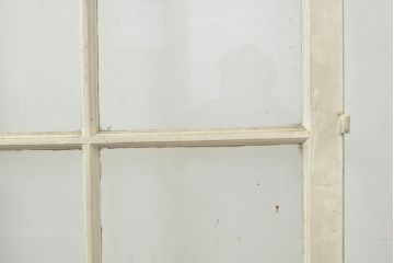 フランスアンティーク　人気のオーバル型ドアノブが付いた、ホワイトとミントグリーンの優しい色合いが可愛らしいガラス扉2枚セット(親子ドア、建具)(R-053017)