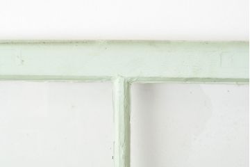 フランスアンティーク　人気のオーバル型ドアノブが付いた、ホワイトとミントグリーンの優しい色合いが可愛らしいガラス扉2枚セット(親子ドア、建具)(R-053017)