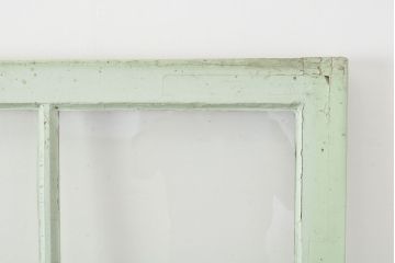 フランスアンティーク　人気のオーバル型ドアノブが付いた、ホワイトとミントグリーンの優しい色合いが可愛らしいガラス扉2枚セット(親子ドア、建具)(R-053017)