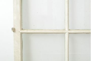 フランスアンティーク　人気のオーバル型ドアノブが付いた、ホワイトとミントグリーンの優しい色合いが可愛らしいガラス扉2枚セット(親子ドア、建具)(R-053018)