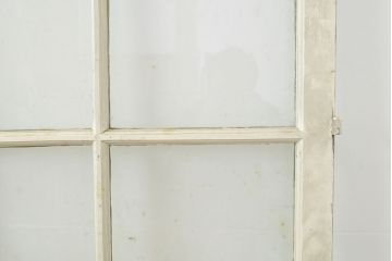 フランスアンティーク　人気のオーバル型ドアノブが付いた、ホワイトとミントグリーンの優しい色合いが可愛らしいガラス扉2枚セット(親子ドア、建具)(R-053018)