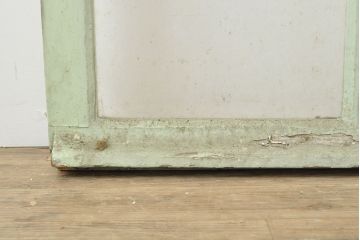 フランスアンティーク　人気のオーバル型ドアノブが付いた、ホワイトとミントグリーンの優しい色合いが可愛らしいガラス扉2枚セット(親子ドア、建具)(R-053018)