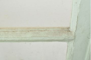 フランスアンティーク　人気のオーバル型ドアノブが付いた、ホワイトとミントグリーンの優しい色合いが可愛らしいガラス扉2枚セット(親子ドア、建具)(R-053018)