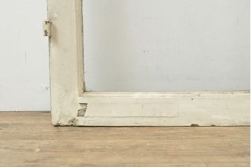 フランスアンティーク　人気のオーバル型ドアノブが付いた、ホワイトとミントグリーンの優しい色合いが可愛らしいガラス扉2枚セット(親子ドア、建具)(R-053018)