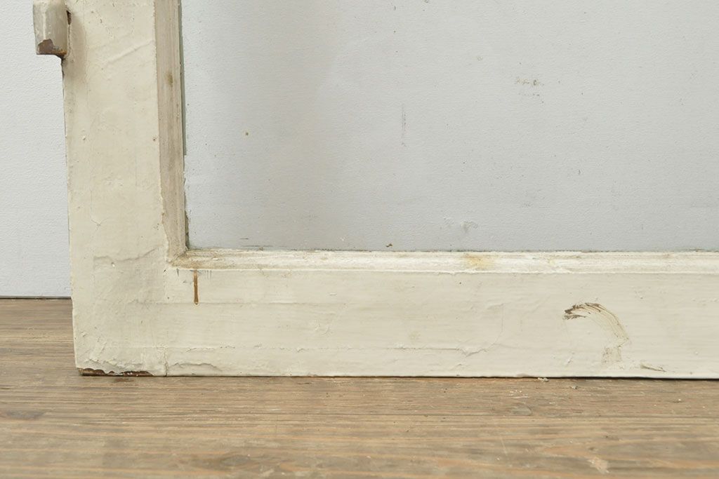 【N様用ご注文品】フランスアンティーク　人気のオーバル型ドアノブが付いた、ホワイトとミントグリーンの優しい色合いが可愛らしいガラス扉2枚セット(両開きドア、建具)(R-053019)