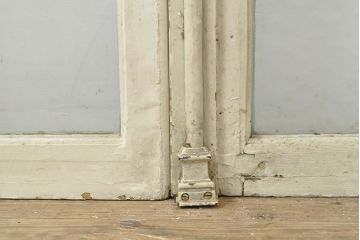 【N様用ご注文品】フランスアンティーク　人気のオーバル型ドアノブが付いた、ホワイトとミントグリーンの優しい色合いが可愛らしいガラス扉2枚セット(両開きドア、建具)(R-053019)