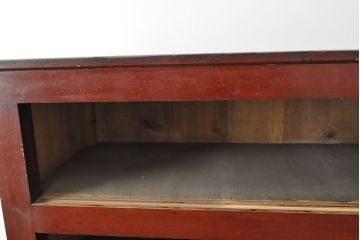 和製アンティーク　和モダンなお部屋にぴったりのツートンカラーが目を引く重ね水屋箪笥(収納棚、戸棚、食器棚、キャビネット)(R-053023)